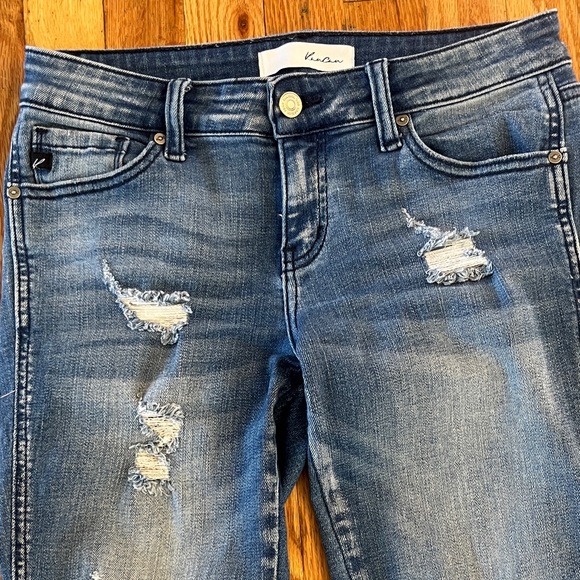 KanCan Medium Blue Distressed Ankle Jeans- size 5/26 - Picture 6 of 12